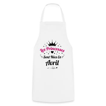 Les Princesses Sont Nées En Avril Anniversaire - Tablier de cuisine - blanc - Devant - AI Model Male 185 dark (185cm)