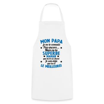 Annonce grossesse Cadeau Futur Papa Future Maman - Tablier de cuisine - blanc - Devant - AI Model Male 185 dark (185cm)