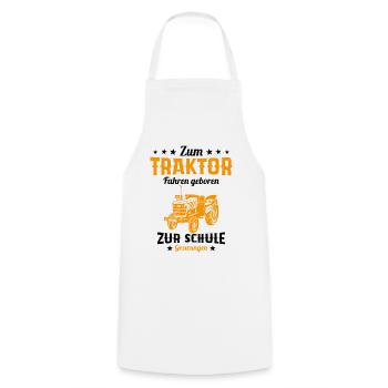 Né pour conduire un tracteur humour cadeau - Tablier de cuisine - blanc - Devant - AI Model Male 185 dark (185cm)