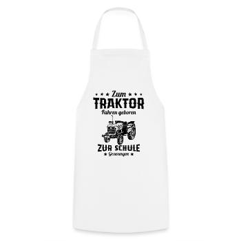 Né pour conduire un tracteur humour cadeau - Tablier de cuisine - blanc - Devant - AI Model Male 185 dark (185cm)