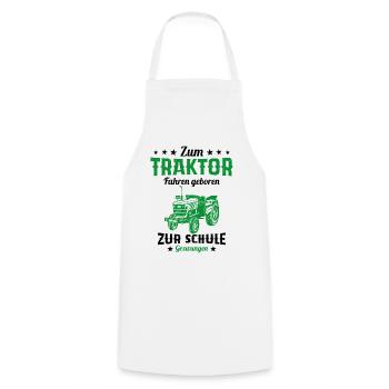 Né pour conduire un tracteur humour cadeau - Tablier de cuisine - blanc - Devant - AI Model Male 185 dark (185cm)