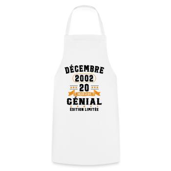 20 Ans Anniversaire Vintage Né(e) en Décembre 2002 - Tablier de cuisine - blanc - Devant - AI Model Male 185 dark (185cm)