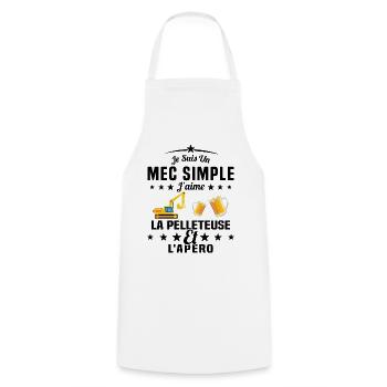 Un Mec Simple J'aime La Pelleteuse Et L'apéro - Tablier de cuisine - blanc - Devant - AI Model Male 185 dark (185cm)