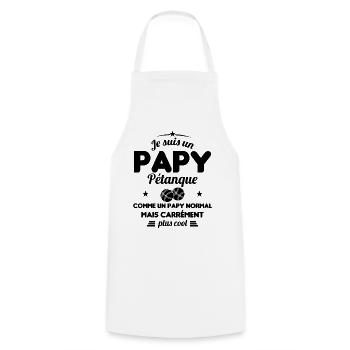 Un Papy Pétanque Comme Un Papy Normal - Tablier de cuisine - blanc - Devant - AI Model Male 185 dark (185cm)