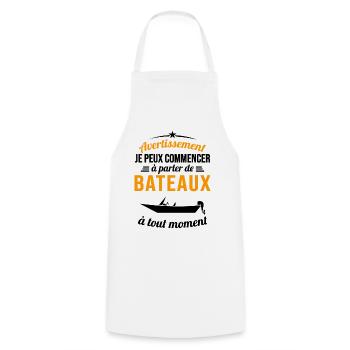 Parler De Bateaux À Tout Moment Cadeau Pêcheur - Tablier de cuisine - blanc - Devant - AI Model Male 185 dark (185cm)