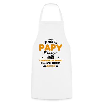 Un Papy Pétanque Comme Un Papy Normal - Tablier de cuisine - blanc - Devant - AI Model Male 185 dark (185cm)