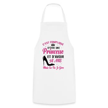 Princesse 98 Ans Idée Cadeau Anniversaire Amour - Tablier de cuisine - blanc - Devant - AI Model Male 185 dark (185cm)