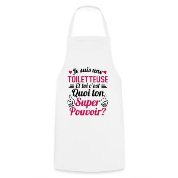 Je suis une Toiletteuse c'est mon super pouvoir - Tablier de cuisine - blanc - Devant - AI Model Male 185 dark (185cm)