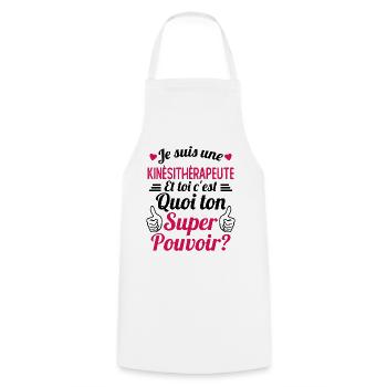 Je suis une Kiné c'est mon super pouvoir - Tablier de cuisine - blanc - Devant - AI Model Male 185 dark (185cm)