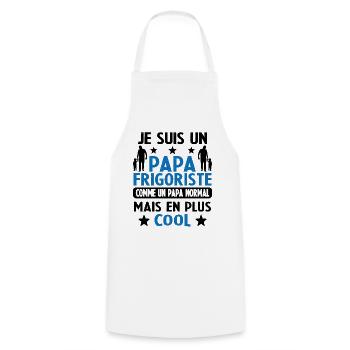 Je suis un Papa Frigoriste Comme un Papa normal - Tablier de cuisine - blanc - Devant - AI Model Male 185 dark (185cm)