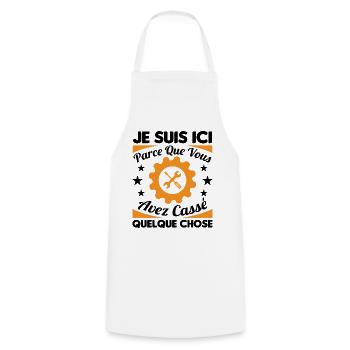 Humour Mécanicien Mécano Mécanique Auto Garagiste - Tablier de cuisine - blanc - Devant - AI Model Male 185 dark (185cm)