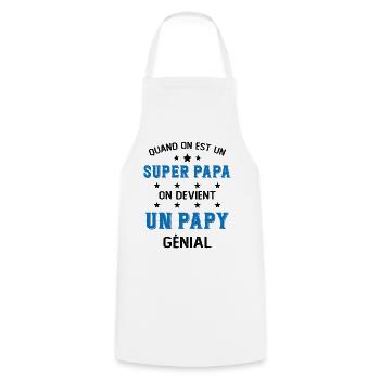 Un Super Papa On Devient Un Papy Génial - Tablier de cuisine - blanc - Devant - AI Model Male 185 dark (185cm)