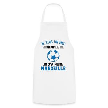 je suis un mec simple j'aime Marseille - Tablier de cuisine - blanc - Devant - AI Model Male 185 dark (185cm)