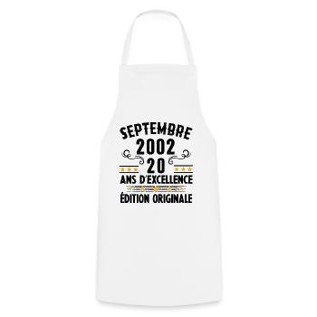 20 Ans Anniversaire Vintage Né(e) Septembre 2002 - Tablier de cuisine - blanc - Devant - AI Model Male 185 dark (185cm)