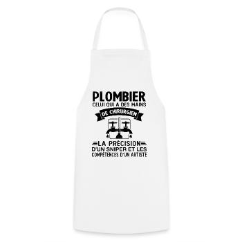 Homme Cadeau drôle plombiers Humour - Tablier de cuisine - blanc - Devant - AI Model Male 185 dark (185cm)