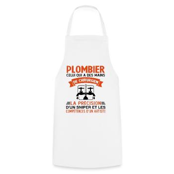 Homme Cadeau drôle plombiers Humour - Tablier de cuisine - blanc - Devant - AI Model Male 185 dark (185cm)