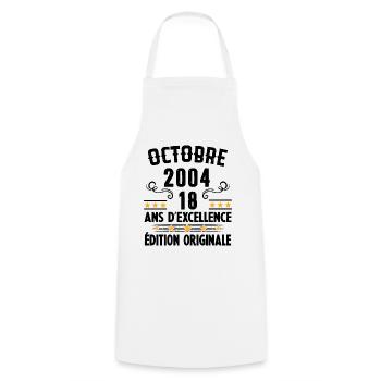 18 Ans Anniversaire Vintage Né(e) en Octobre 2004 - Tablier de cuisine - blanc - Devant - AI Model Male 185 dark (185cm)