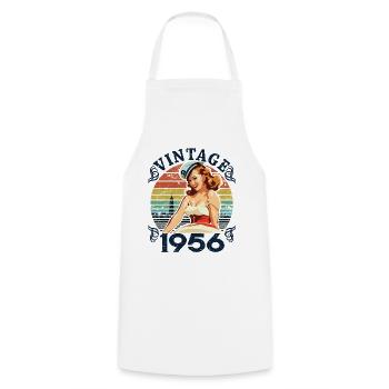 Retro Pin-up Girl Vintage 1956, 66 ans - Tablier de cuisine - blanc - Devant - AI Model Male 185 dark (185cm)