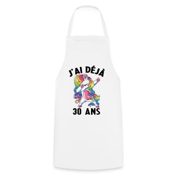 J'ai Déja 30 Ans Cadeau Anniversaire Fille Licorne - Tablier de cuisine - blanc - Devant - AI Model Male 185 dark (185cm)