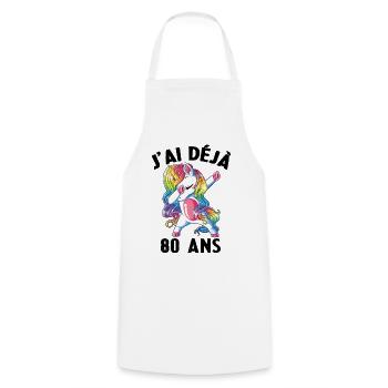 J'ai Déja 80 Ans Cadeau Anniversaire Fille Licorne - Tablier de cuisine - blanc - Devant - AI Model Male 185 dark (185cm)