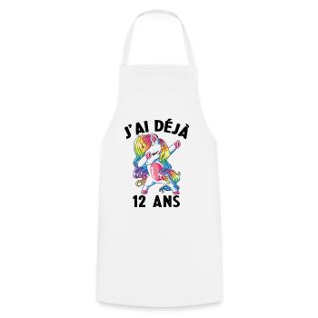 J'ai Déja 12 Ans Cadeau Anniversaire Fille Licorne - Tablier de cuisine - blanc - Devant - AI Model Male 185 dark (185cm)