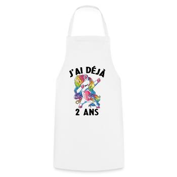 J'ai Déja 2 Ans Cadeau Anniversaire Fille Licorne - Tablier de cuisine - blanc - Devant - AI Model Male 185 dark (185cm)