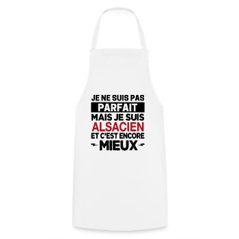Je ne suis pas parfait mais Alsacien Alsace Cadeau - Tablier de cuisine - blanc - Devant - AI Model Male 185 dark (185cm)