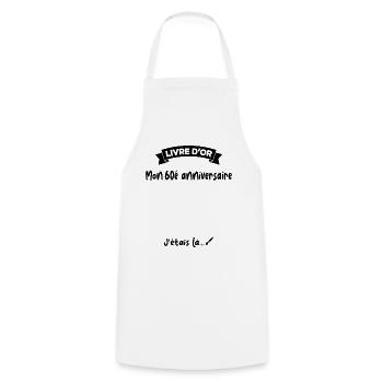 Cadeau drôle 60e Anniversaire Livre D'or - Tablier de cuisine - blanc - Devant - AI Model Male 185 dark (185cm)