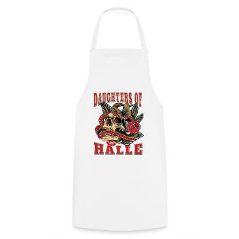 Halle Frau Geschenk daughters of Halle Retro - Kochschürze - Weiß - Vorne - AI Model Male 185 dark (185cm)