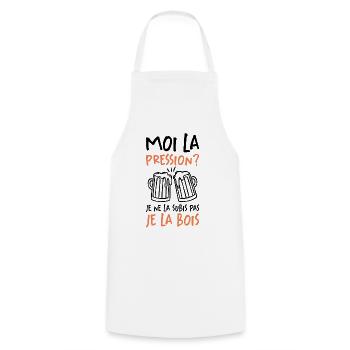 Moi La Pression Je Ne La Subis Pas Je La Bois - Tablier de cuisine - blanc - Devant - AI Model Male 185 dark (185cm)