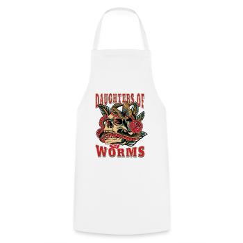 Worms Frau Geschenk daughters of Worms Frauen - Kochschürze - Weiß - Vorne - AI Model Male 185 dark (185cm)