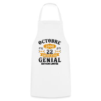 22 Ans Anniversaire Vintage Né(e) en Octobre 2000 - Tablier de cuisine - blanc - Devant - AI Model Male 185 dark (185cm)