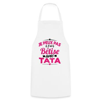 Je Peux Pas J'ai Bêtise Avec Tata - Tablier de cuisine - blanc - Devant - AI Model Male 185 dark (185cm)