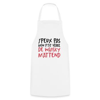 Je Peux Pas Mon P'tit Verre De Whisky M'attend - Tablier de cuisine - blanc - Devant - AI Model Male 185 dark (185cm)