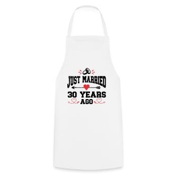 Just Married 30 Years Ago 30th Wedding Anniversary - Cooking Apron - white - Front - AI Model Male 185 dark (185cm)