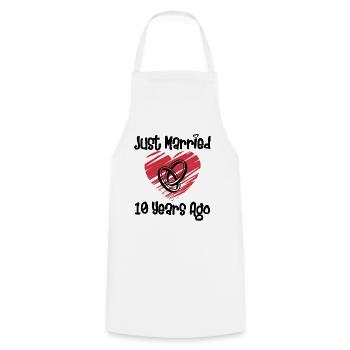 Je viens de me marier il y a 10 ans 10e anniversaire de mariage - Tablier de cuisine - blanc - Devant - AI Model Male 185 dark (185cm)
