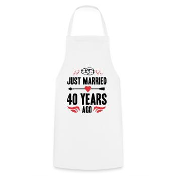 Je viens de me marier il y a 40 ans 40e anniversaire de mariage - Tablier de cuisine - blanc - Devant - AI Model Male 185 dark (185cm)