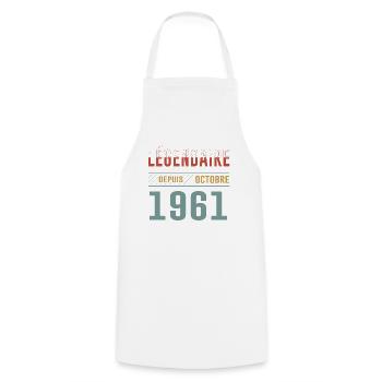 Légendaire Depuis Octobre 1961 Anniversaire - Tablier de cuisine - blanc - Devant - AI Model Male 185 dark (185cm)