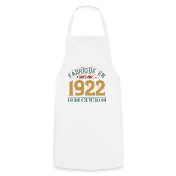 Fabriqué En Novembre 1922 Édition Limitée - Tablier de cuisine - blanc - Devant - AI Model Male 185 dark (185cm)
