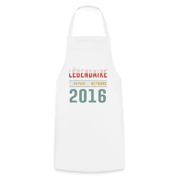 Légendaire Depuis Octobre 2016 Anniversaire - Tablier de cuisine - blanc - Devant - AI Model Male 185 dark (185cm)