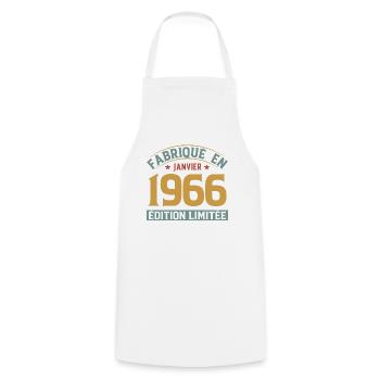 Fabriqué En Janvier 1966 Édition Limitée - Tablier de cuisine - blanc - Devant - AI Model Male 185 dark (185cm)