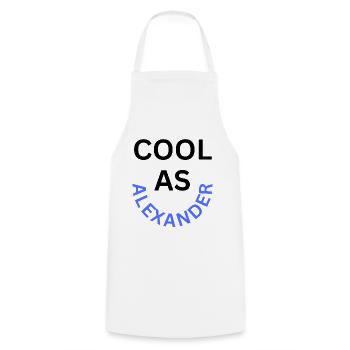 Cool as Alexander Name - Cooking Apron - white - Front - AI Model Male 185 dark (185cm)