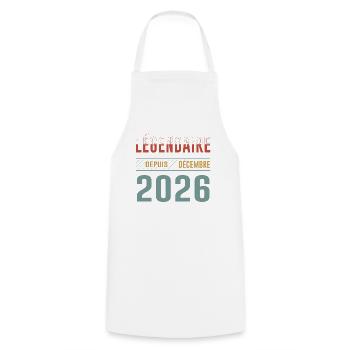 Légendaire Depuis Décembre 2026 Anniversaire - Tablier de cuisine - blanc - Devant - AI Model Male 185 dark (185cm)