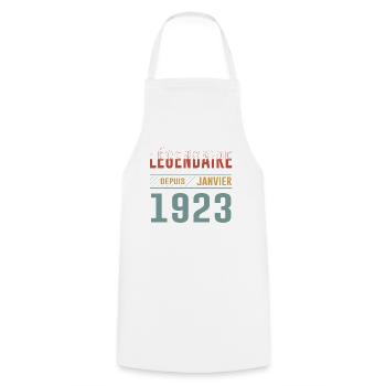Légendaire Depuis Janvier 1923 Anniversaire - Tablier de cuisine - blanc - Devant - AI Model Male 185 dark (185cm)