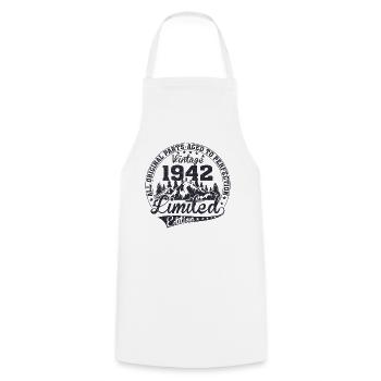 Born 1942 All original pieces retro gift - Cooking Apron - white - Front - AI Model Male 185 dark (185cm)
