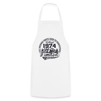 Vintage 1974 All original pieces Retro gift - Cooking Apron - white - Front - AI Model Male 185 dark (185cm)