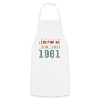 Légendaire Depuis Février 1961 Anniversaire - Tablier de cuisine - blanc - Devant - AI Model Male 185 dark (185cm)