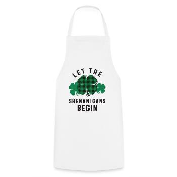 Let The Shenanigans Begin Shamrock St Patricks Day - Cooking Apron - white - Front - AI Model Male 185 dark (185cm)