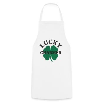 Lucky Charmer Funny St Patricks Day - Cooking Apron - white - Front - AI Model Male 185 dark (185cm)