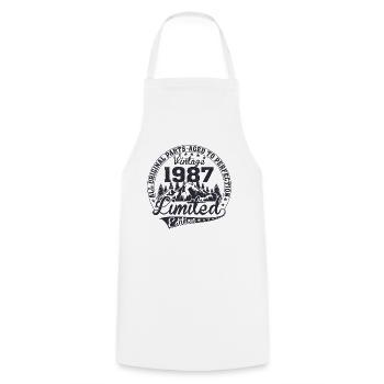 Original depuis 1987 Vintage Retro Birthday - Tablier de cuisine - blanc - Devant - AI Model Male 185 dark (185cm)